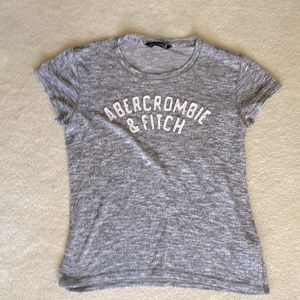 Abercrombie & Fitch women grey short sleeve logo viscose polyester elastane M